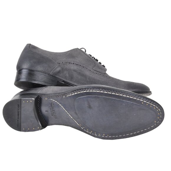 Dolce & Gabbana - Suede Business Wingtip Derby Shoes Gray EUR 42,5 - Picture 2 of 4